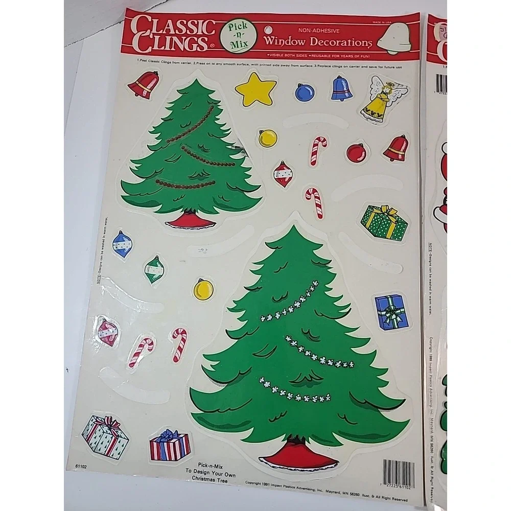 Classic Clings Non-Adhesive Window Decorations Christmas Theme 2 Sheets‎